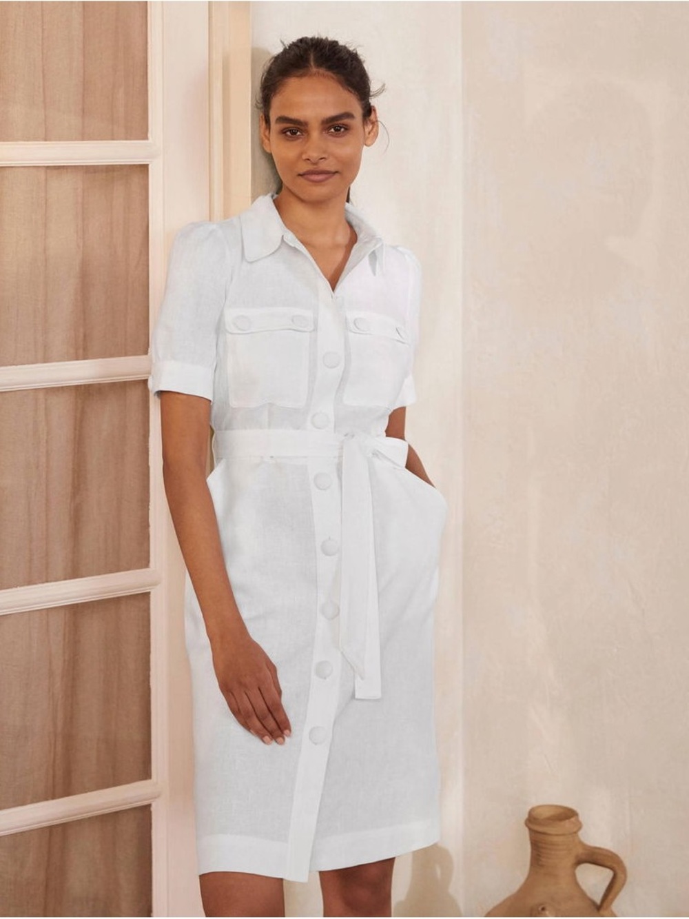 Boden Carrie Linen Shirt Dress, Size 10L - Picture 9 of 12